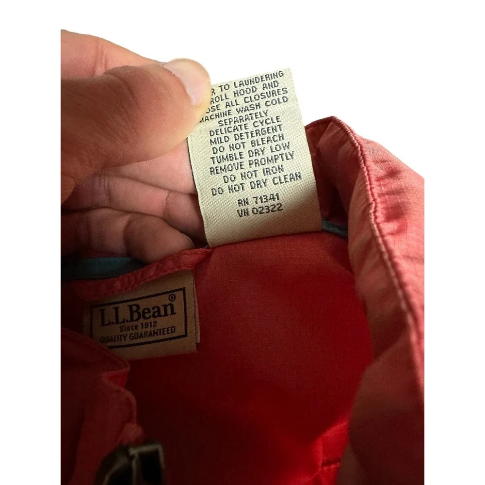 Vtg LL Bean Full‎ Zip Women XL Windbreaker Jacket Salmon Pink Hooded Coat 0BUX3 - Picture 6 of 15